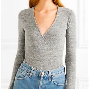 Madewell grey wrap thong bodysuit NWT